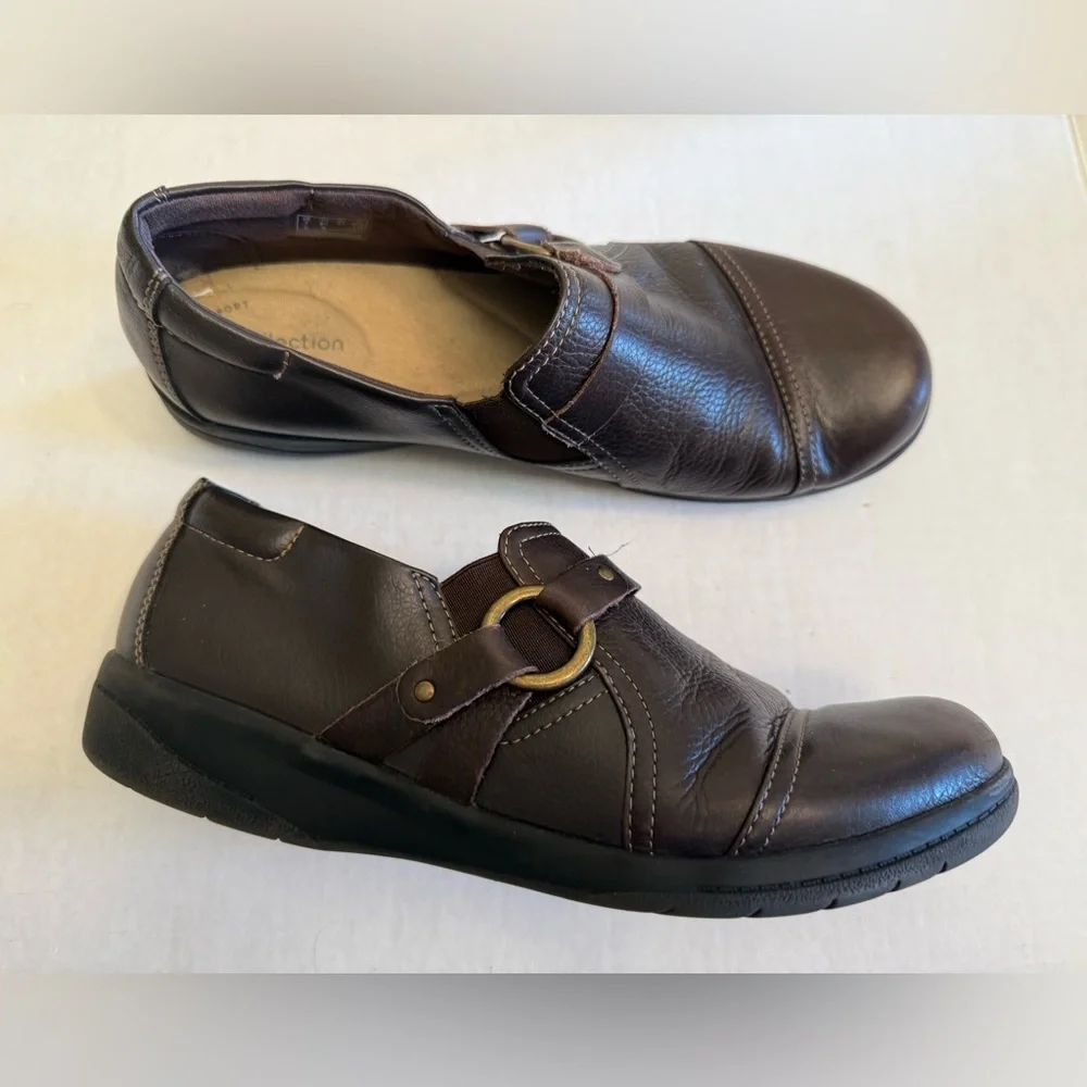 CLARKS CHEYN FAME PUMP LOFTERS DARK BROWN LEATHER 9.5